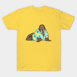 Walrus in Hawaiian shirt - blue T-Shirt